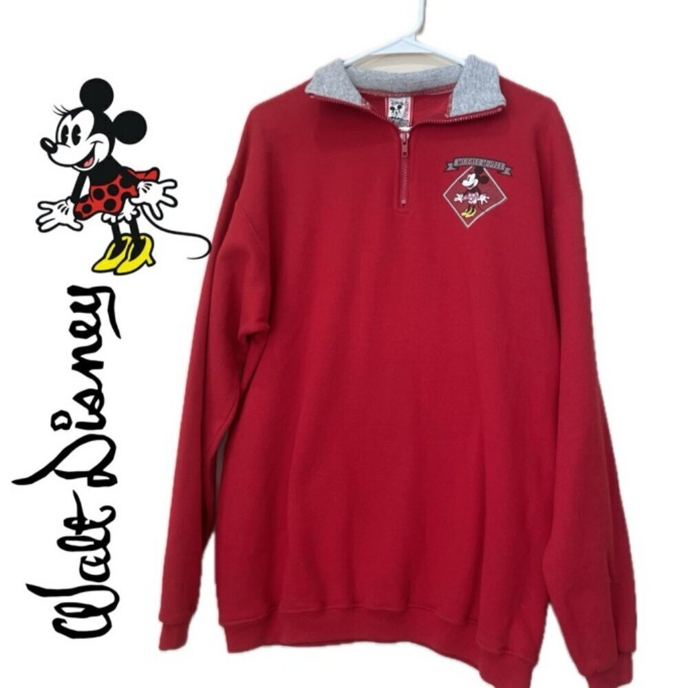 Y2K WALT DISNEY SWEATSHIRT AUTHENTIC RED MINNI MOUSE POLKA DOT‎ DRESS Sz L
